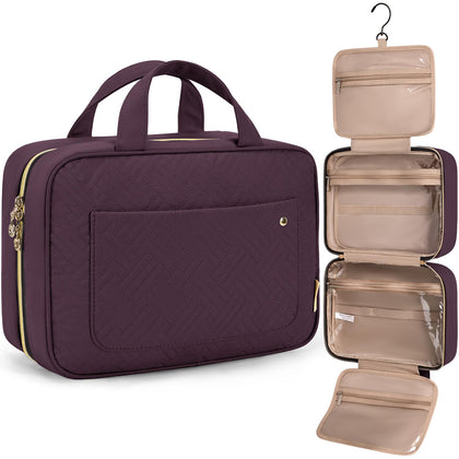 BAGSMART Toiletry Bag large dark purple front view
