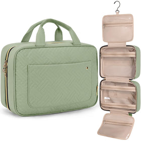 BAGSMART Toiletry Bag large green model front view with multiple compartments