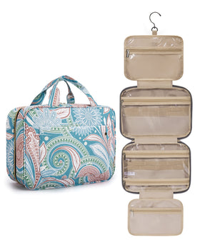 BAGSMART Toiletry Bag Large Green Paisley front view