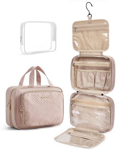 BAGSMART Toiletry Bag Large Pink front view