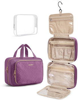 BAGSMART Toiletry Bag large purple model front view