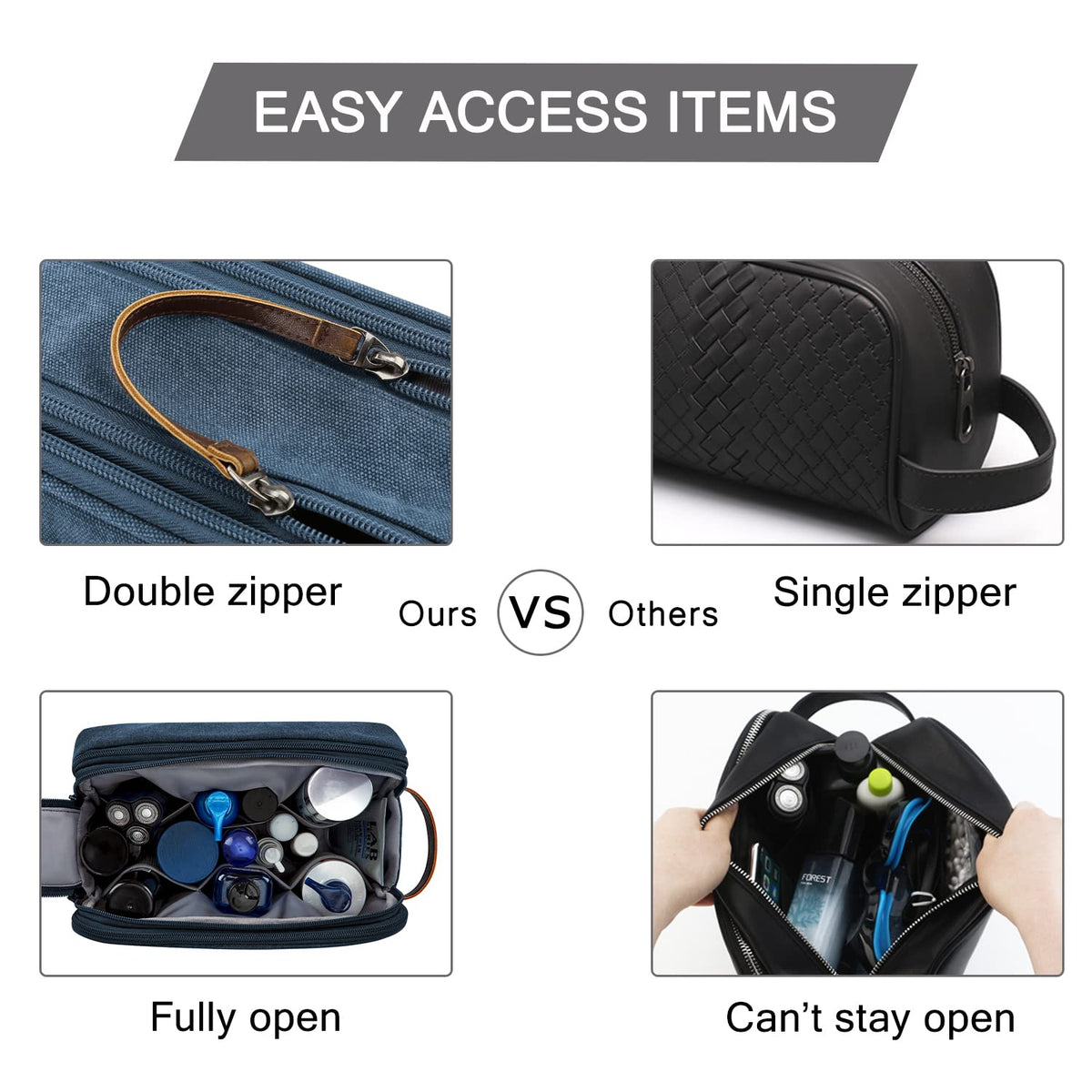 BAGSMART Toiletry Bag open showing large capacity