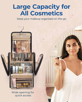 BAGSMART Toiletry Bag open with cosmetics inside