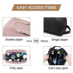 BAGSMART Toiletry Bag open with two-sided zippered pockets
