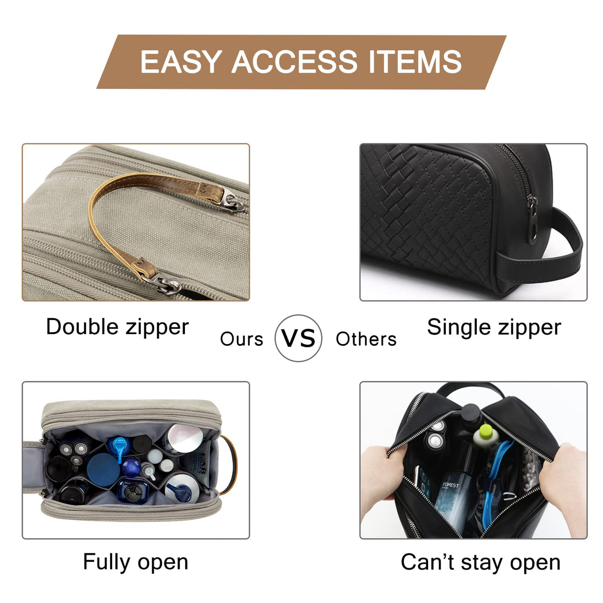 BAGSMART Toiletry Bag packed for travel