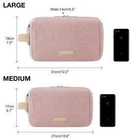 BAGSMART Toiletry Bag pink on a travel suitcase