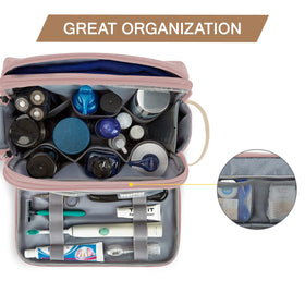 BAGSMART Toiletry Bag pink with open zipper pockets
