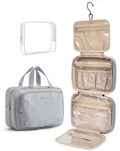 BAGSMART Toiletry Bag rolled view in medium grey