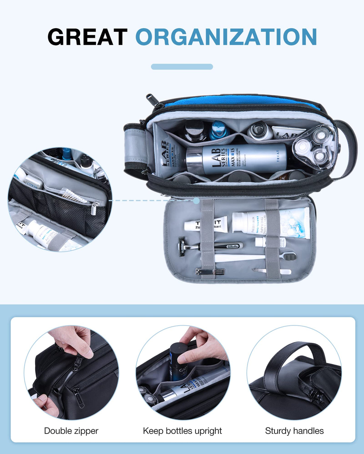 BAGSMART Toiletry Bag showing spacious interior compartments