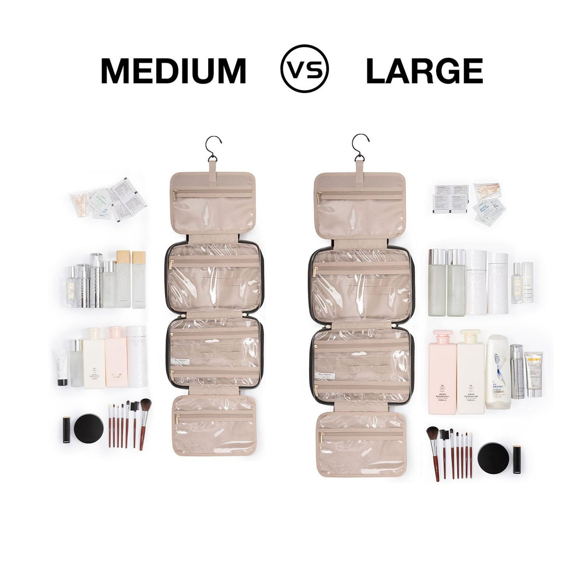 BAGSMART Toiletry Bag showing transparent sides and compartments