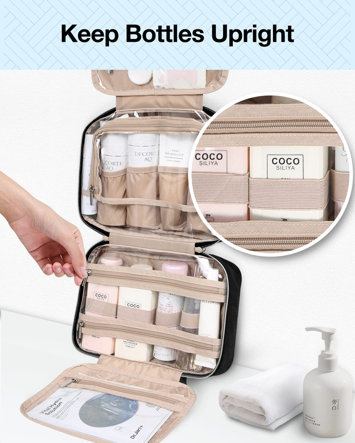 BAGSMART Toiletry Bag TSA approved transparent cosmetic bag