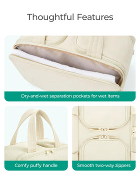 BAGSMART Toiletry Bag with makeup brushes in elastic pocket