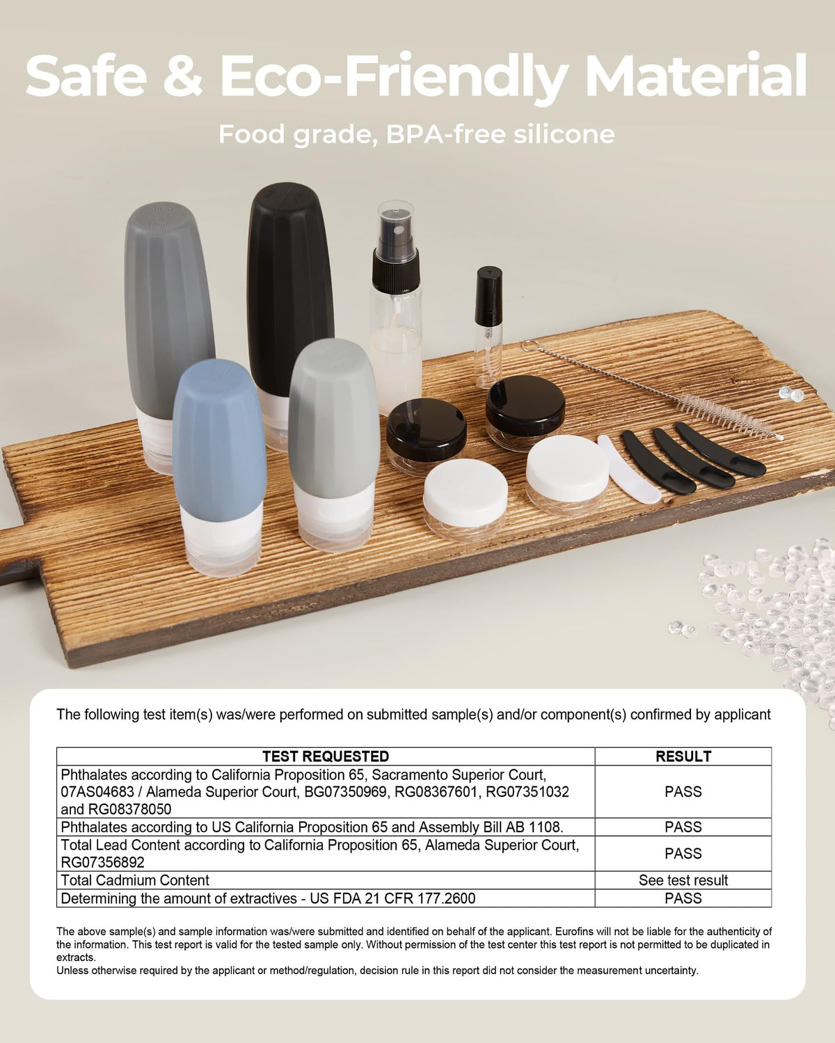 BAGSMART travel kit with leak-proof silicone bottles and sprayers