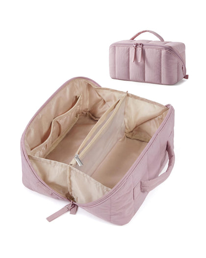 BAGSMART Travel Makeup Bag front view in Mist Purple