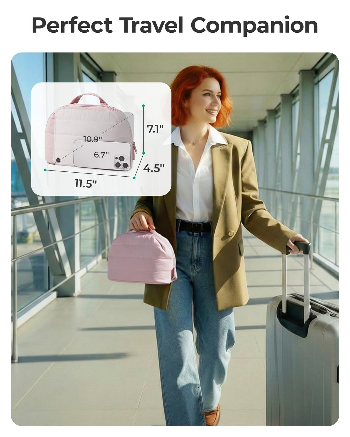 BAGSMART Travel Makeup Bag opened showing organised compartments