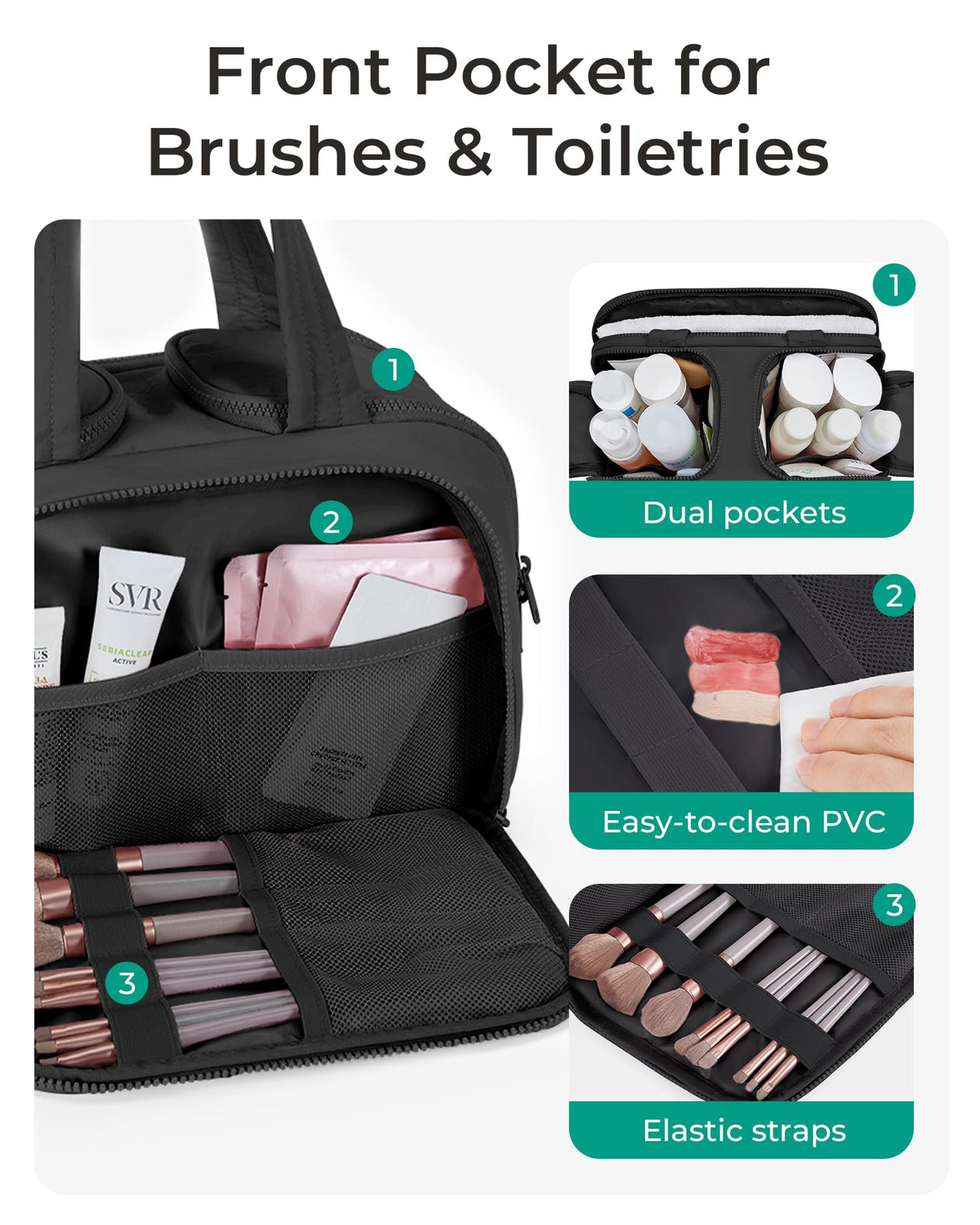 BAGSMART Travel Toiletry Bag back view