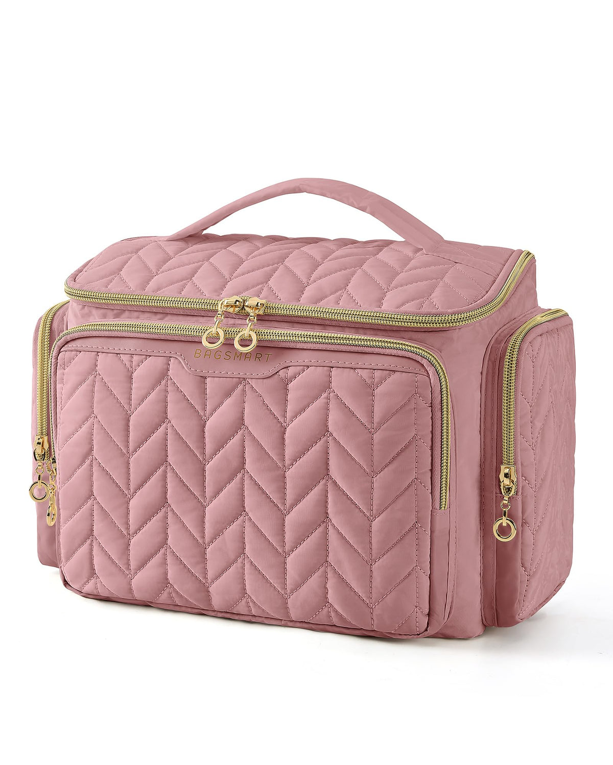 BAGSMART Travel Toiletry Bag Dark Pink front view