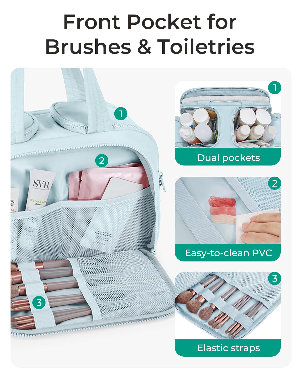 BAGSMART Travel Toiletry Bag displayed with toiletries