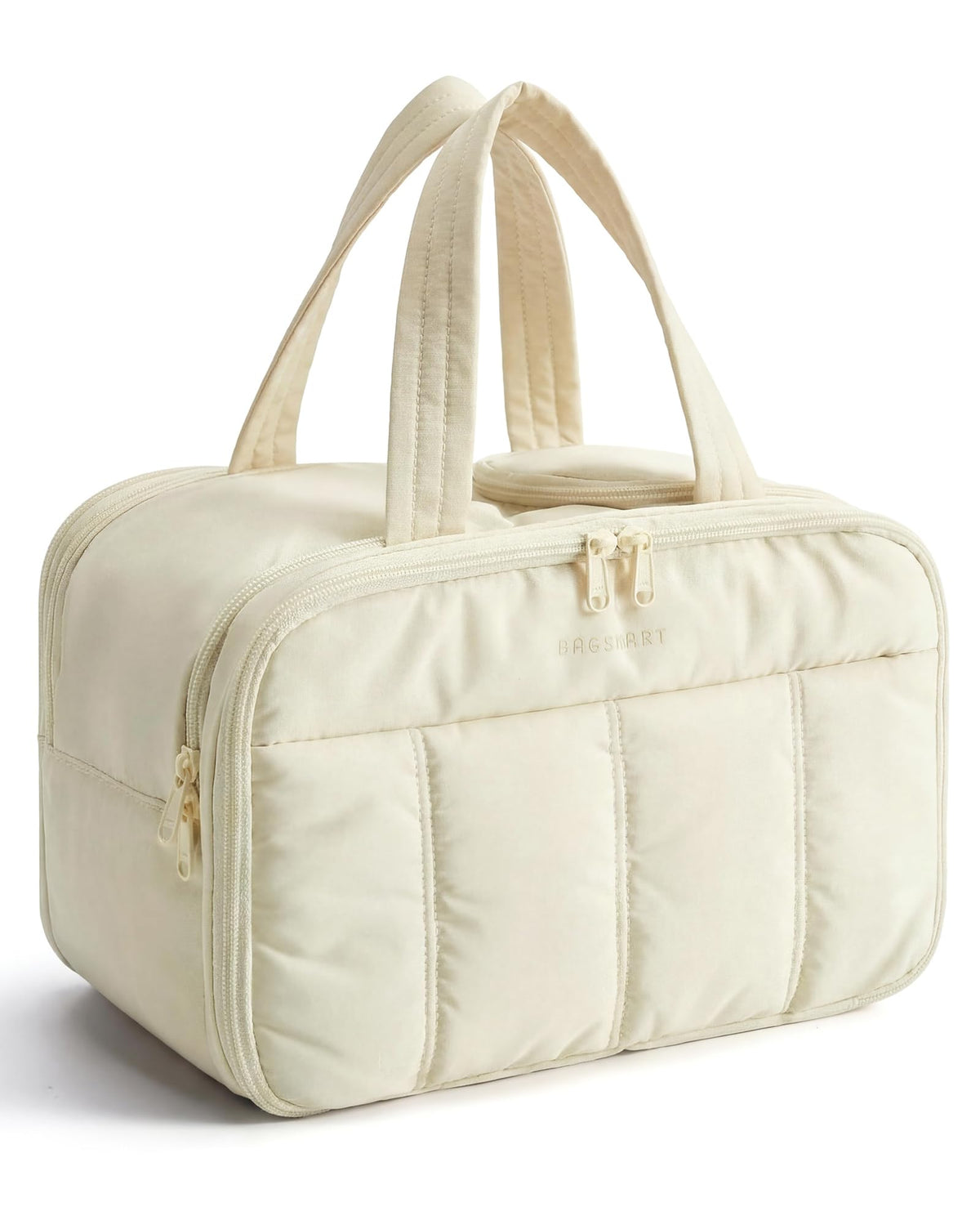 BAGSMART Travel Toiletry Bag front view in Beige