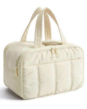 BAGSMART Travel Toiletry Bag front view in Beige
