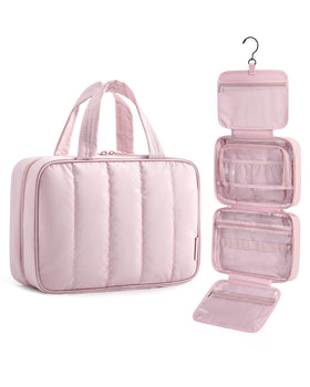 BAGSMART Travel Toiletry Bag front view in pink