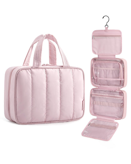 BAGSMART Travel Toiletry Bag front view in pink