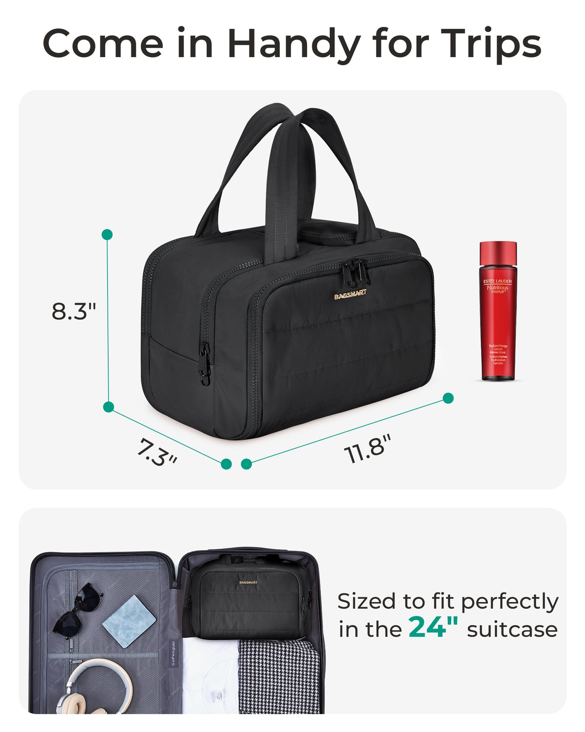 BAGSMART Travel Toiletry Bag Horizon Blue side view