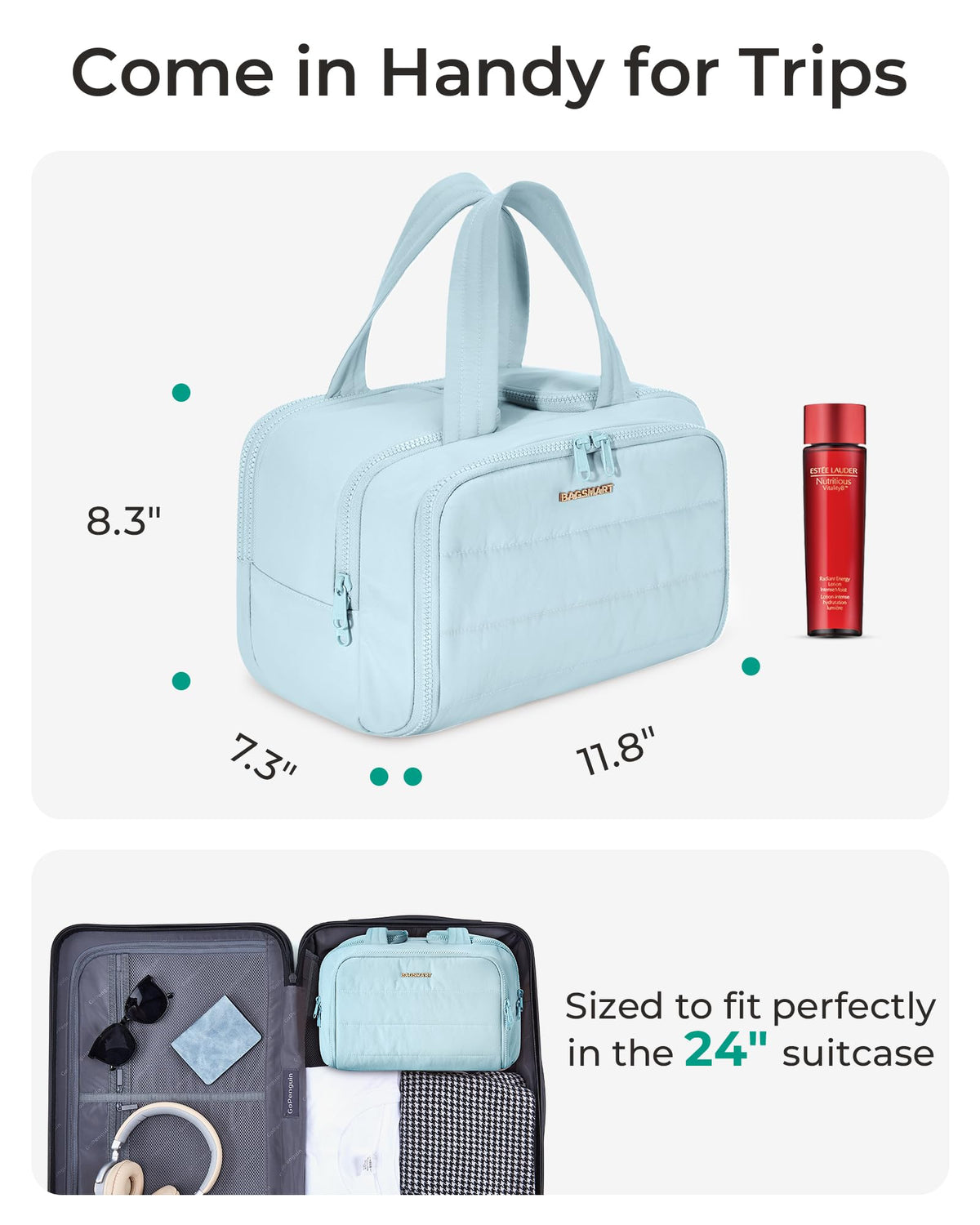 BAGSMART Travel Toiletry Bag in lifestyle setting