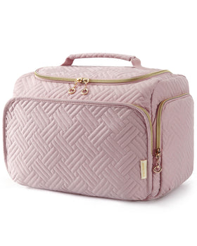 BAGSMART Travel Toiletry Bag in pink, front view