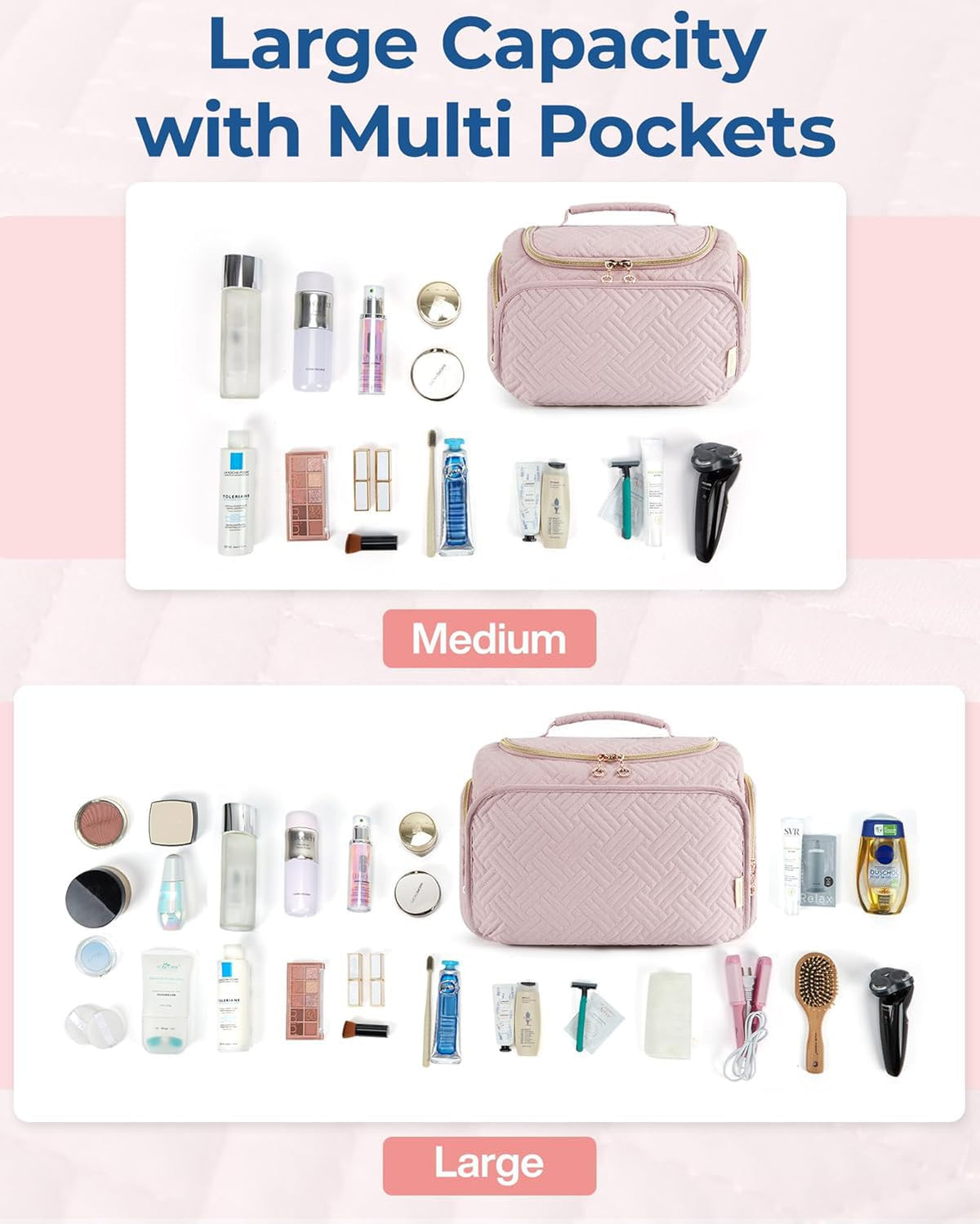 BAGSMART Travel Toiletry Bag in use on a bathroom counter