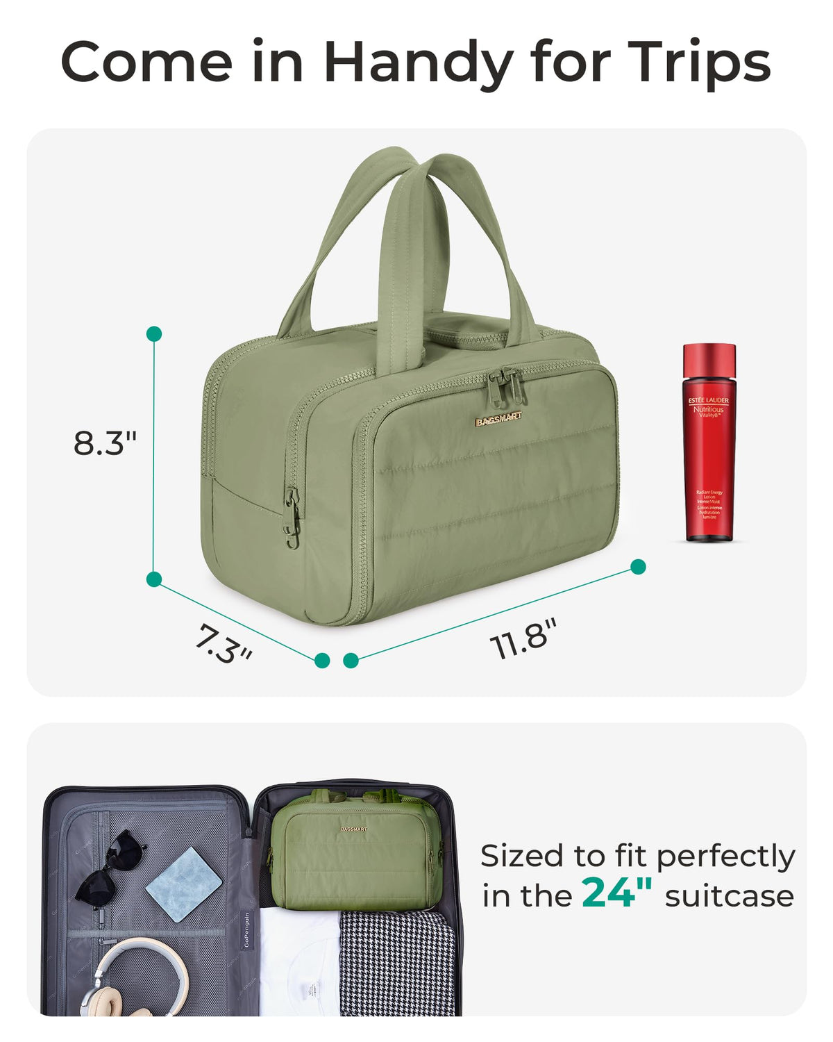 BAGSMART Travel Toiletry Bag mesh pockets for small items