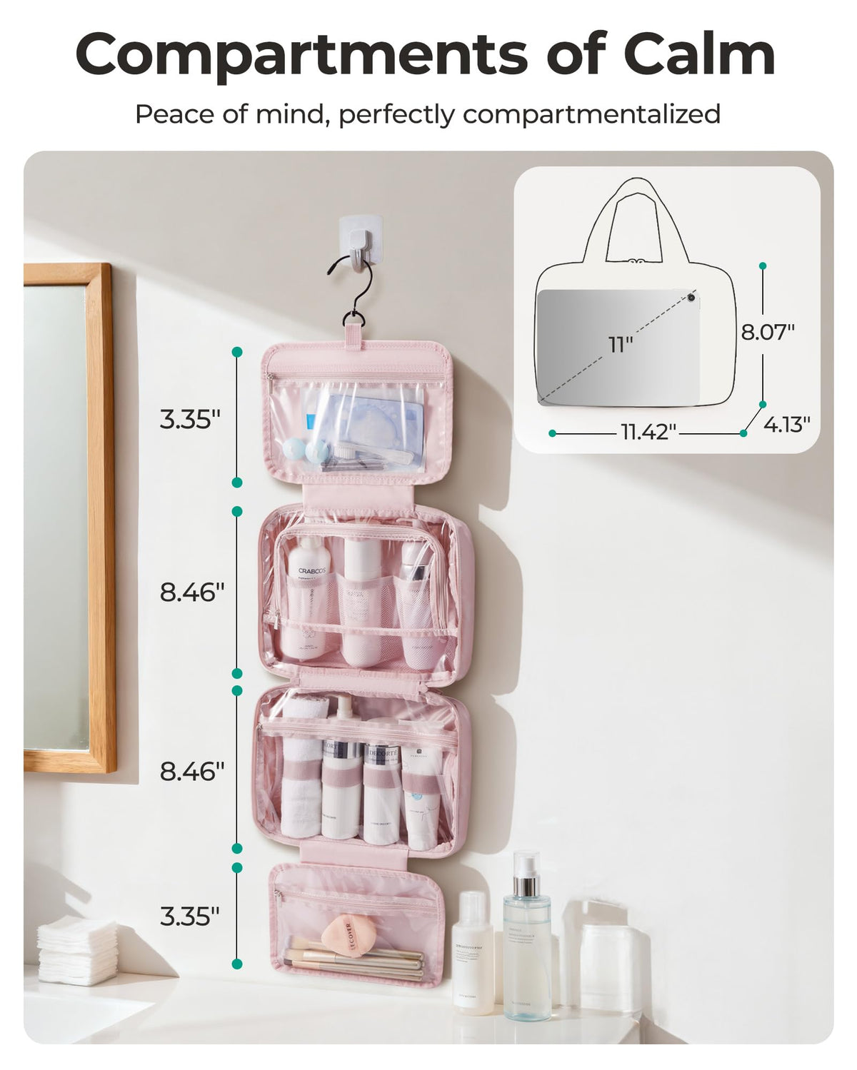 BAGSMART Travel Toiletry Bag open showing compartments