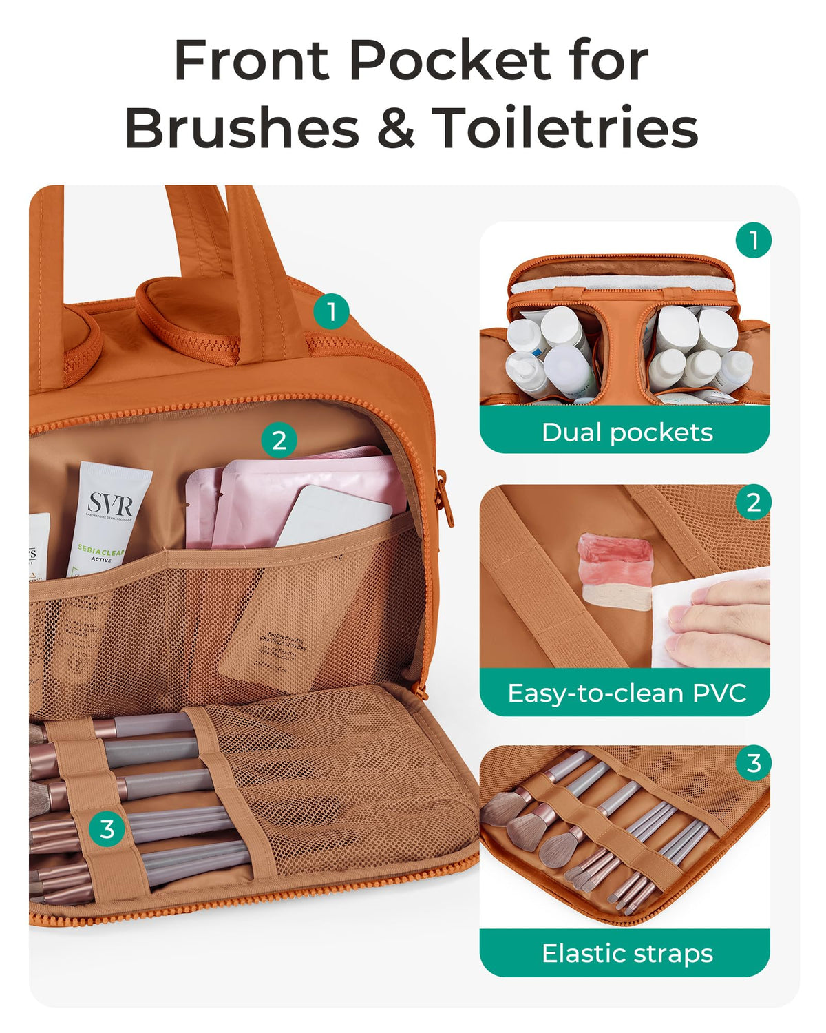 BAGSMART Travel Toiletry Bag open showing spacious compartments
