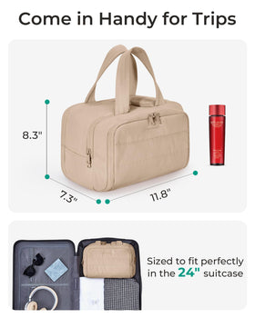 BAGSMART Travel Toiletry Bag open with toiletries inside