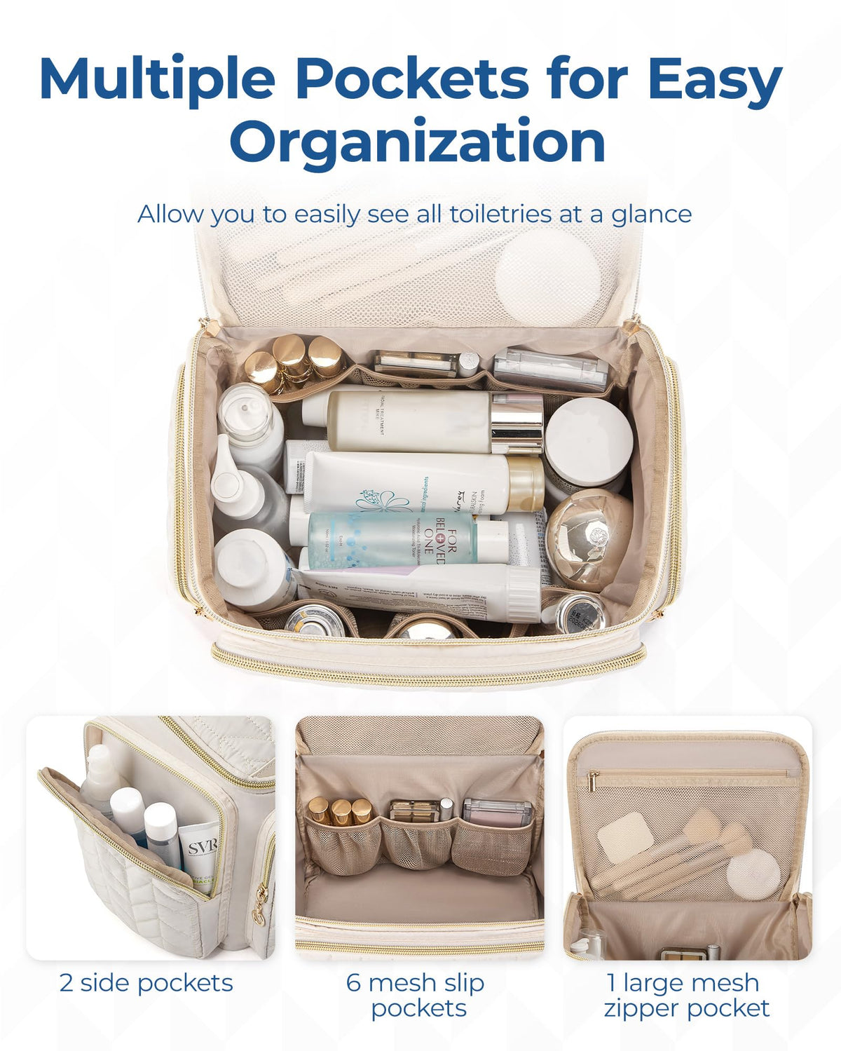 BAGSMART Travel Toiletry Bag open with toiletries inside