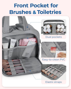 BAGSMART Travel Toiletry Bag open with toiletries inside
