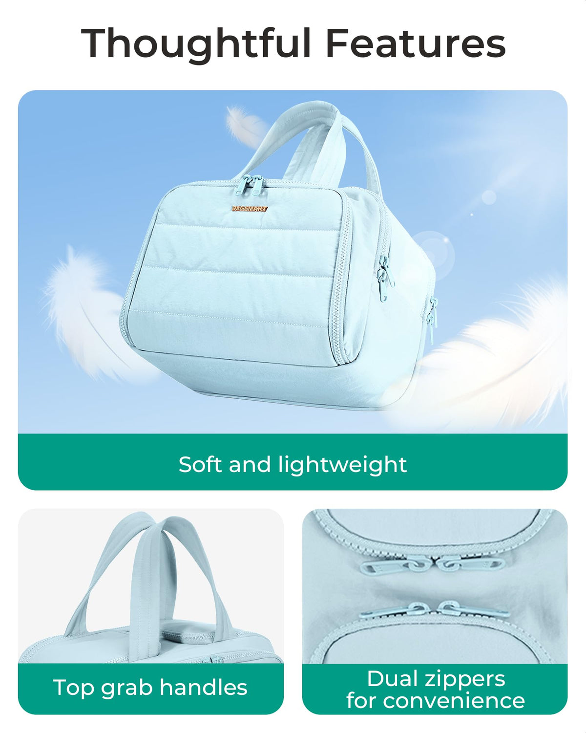 BAGSMART Travel Toiletry Bag showing compartments
