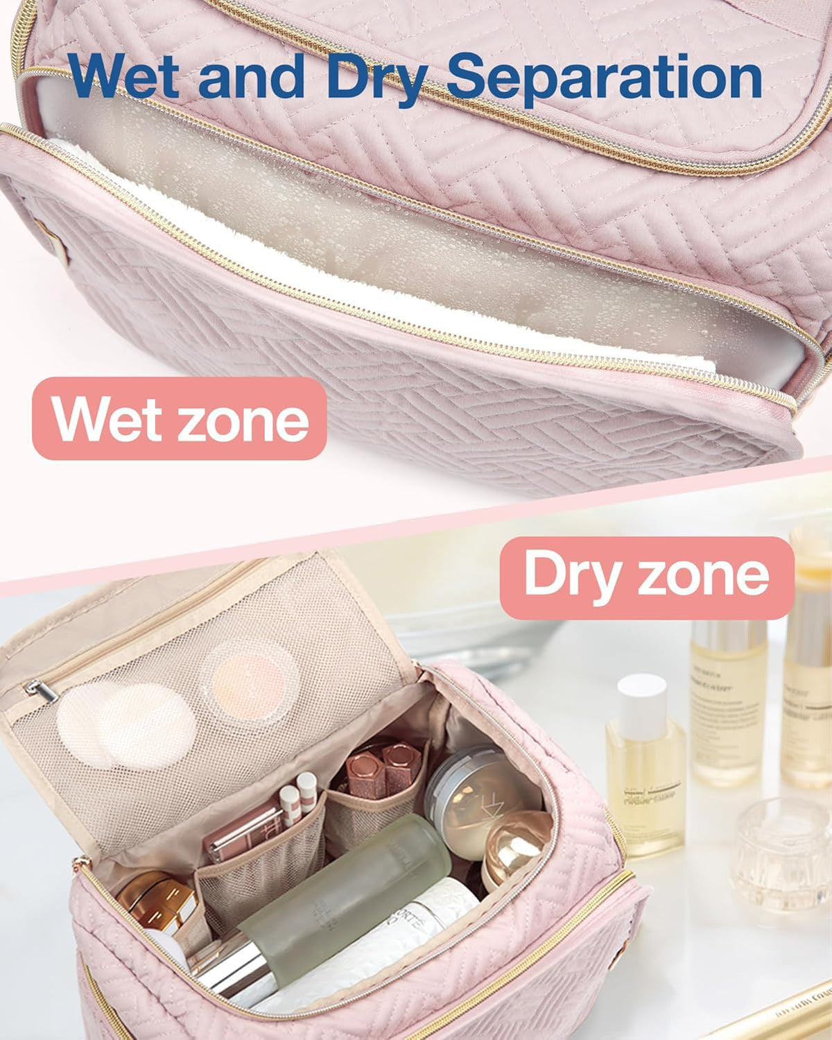 BAGSMART Travel Toiletry Bag showing large capacity and pockets