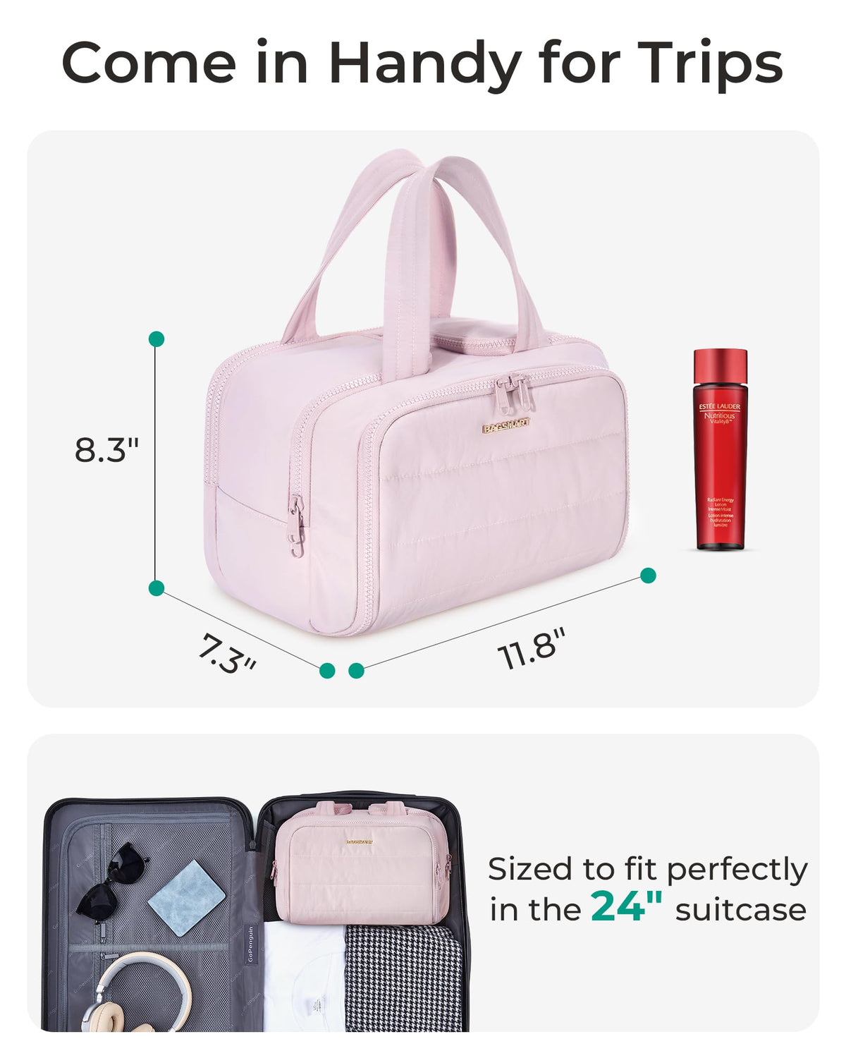 BAGSMART Travel Toiletry Bag showing waterproof feature