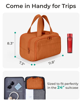 BAGSMART Travel Toiletry Bag side view demonstrating soft material