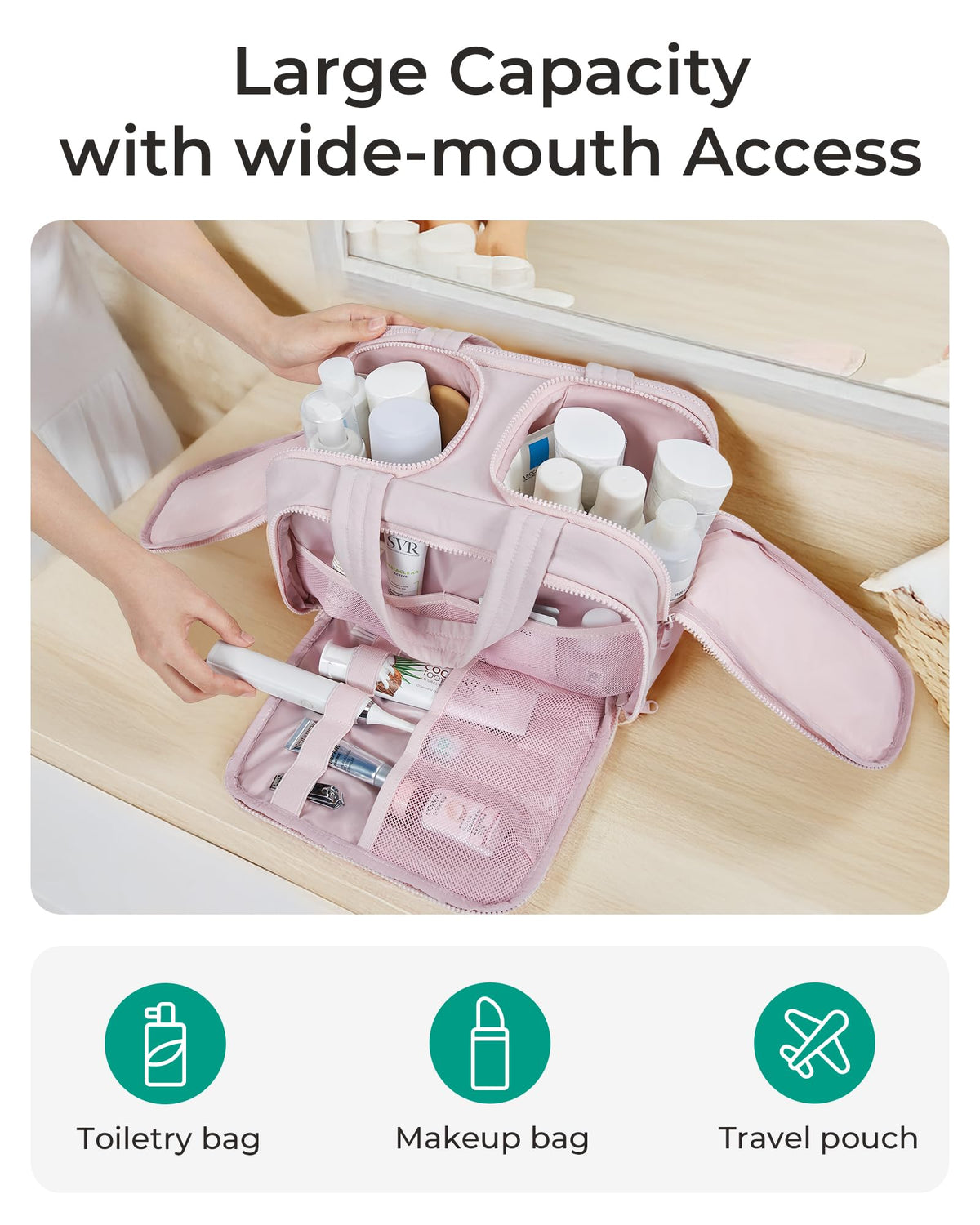BAGSMART Travel Toiletry Bag side view showing compartments
