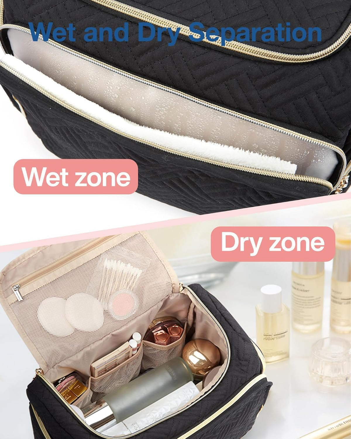 BAGSMART Travel Toiletry Bag side view with handle