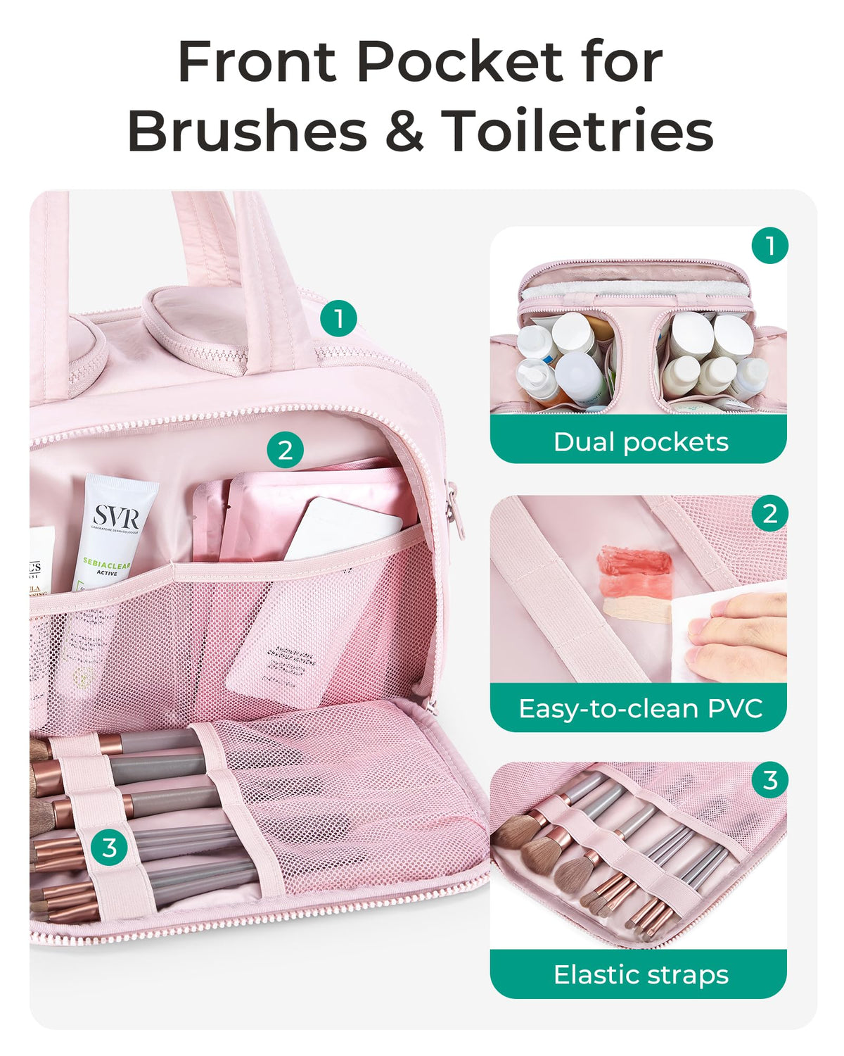 BAGSMART Travel Toiletry Bag with cosmetics organized
