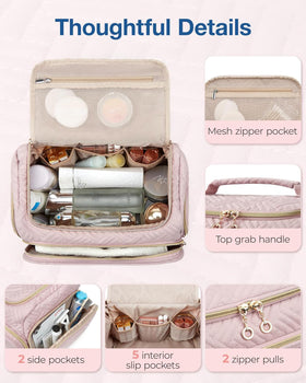 BAGSMART Travel Toiletry Bag with handle and zippers