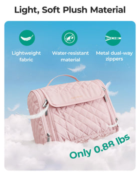 BAGSMART Travel Toiletry Bag with makeup brushes in left pocket