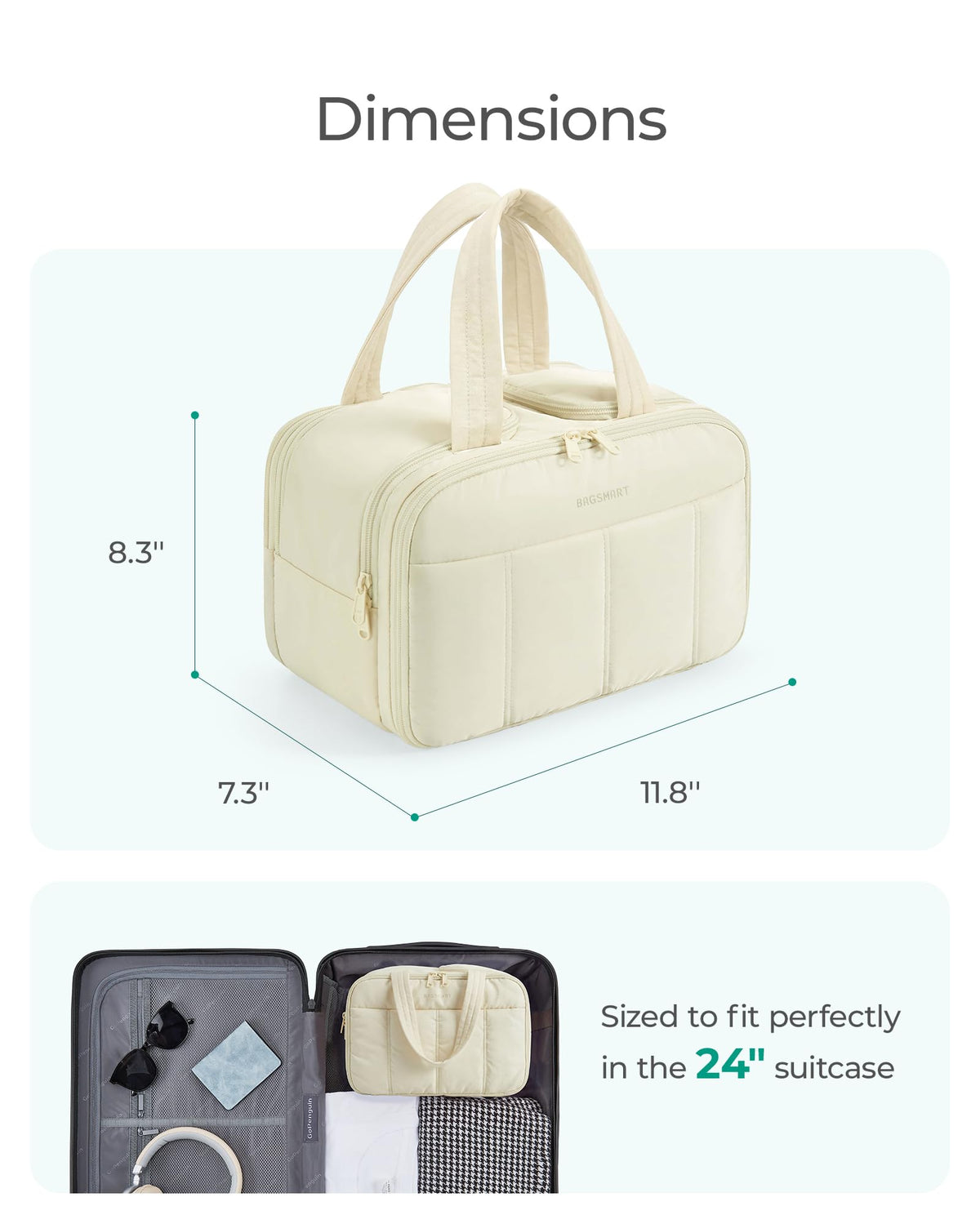 BAGSMART Travel Toiletry Bag with makeup brushes inside
