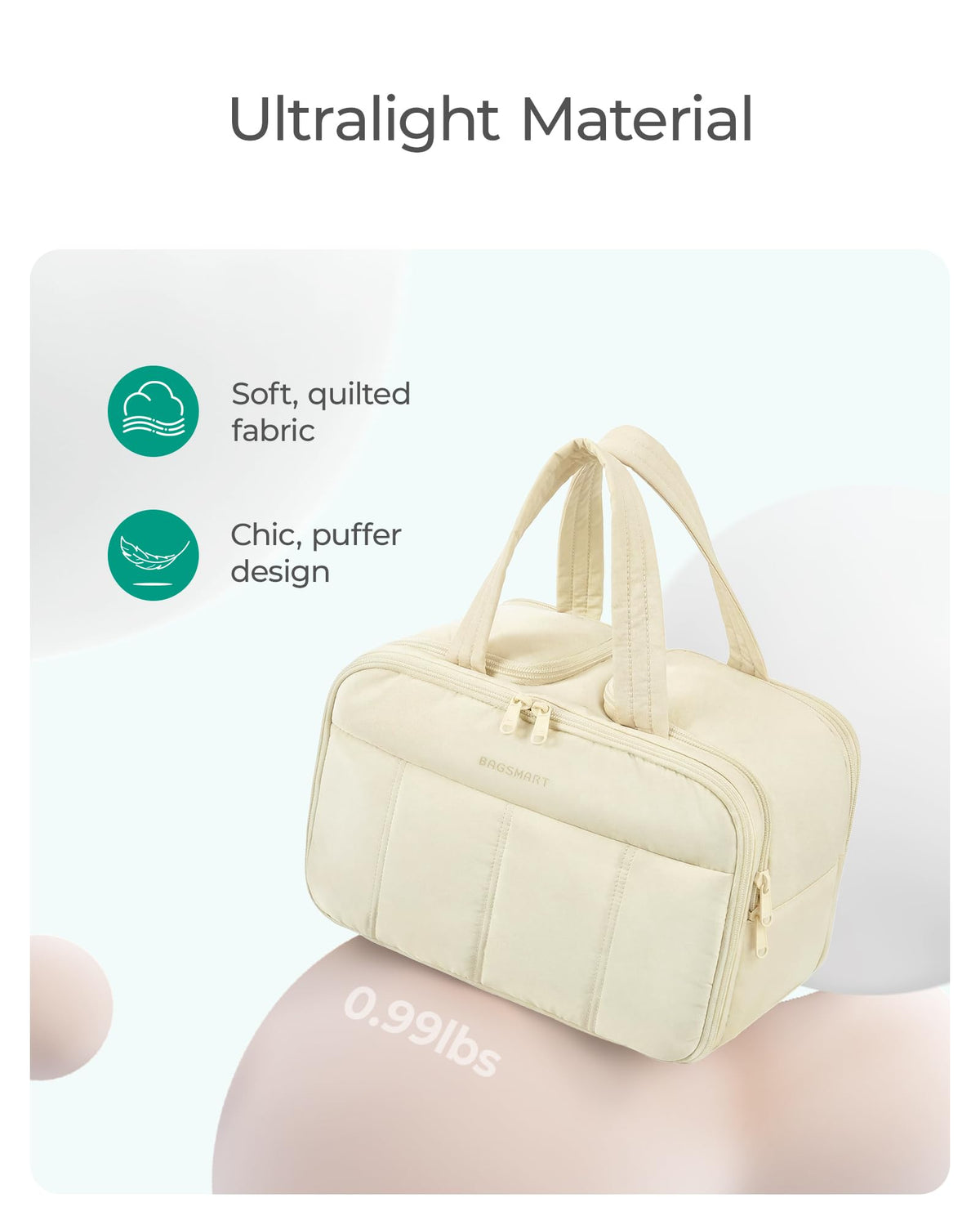 BAGSMART Travel Toiletry Bag with makeup brushes inside