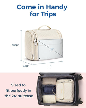 BAGSMART Travel Toiletry Bag with various cosmetics inside