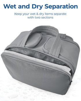 BAGSMART Travel Toiletry Bag with waterproof feature displayed