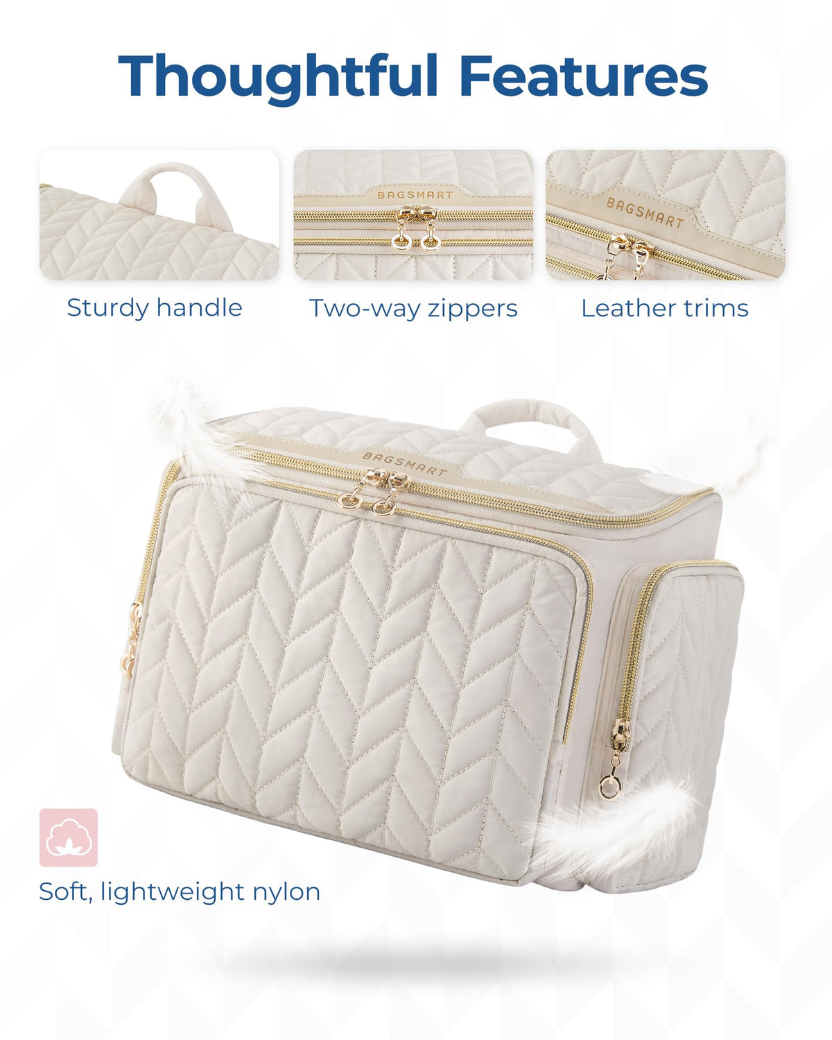 BAGSMART Travel Toiletry Bag zipped close-up